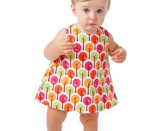 Baby Pinafore Dress Pattern with Open Back, Easy Sewing Pattern PDF, Reversible