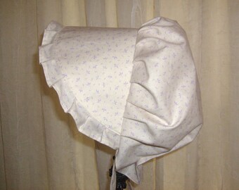 Sunbonnet Baby Lavender Pin Dots and Leaflets on Soft White 3 to 15 months LIMITED