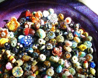Lampwork beads/glass beads/ handmade lampwork/bead bowl/orphan beads/organic/sra lampwork/lampwork glass beads/beads/