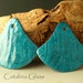 Copper enameled jewelry supplies sra Turquoise Enameled Fans by Catalina Glass