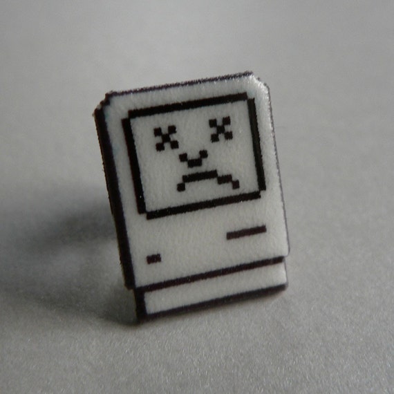 tragic icon sad mac apple pin