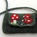 Felted bag purse green wool handbag shoulderbag hand knit needle felt birds and musrooms