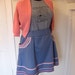 RickRackRiot Skirt - plus sized - blue cotton fabric and rick rack trims - 41W-62H