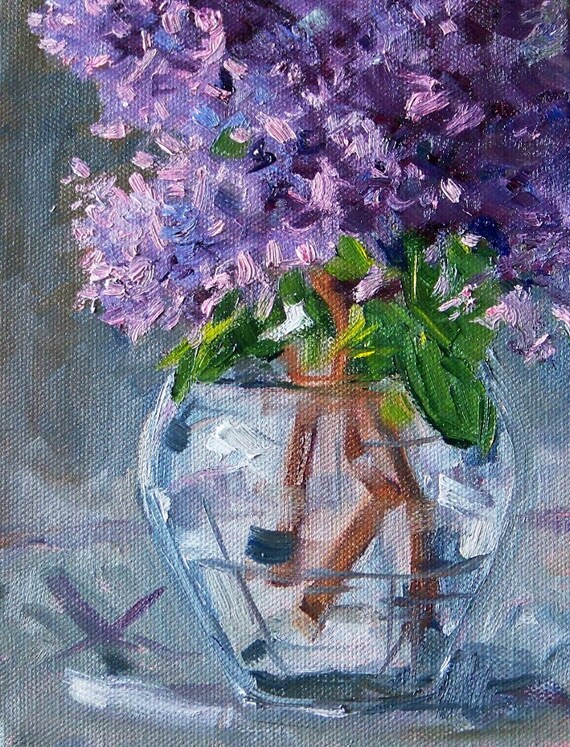 Lilacs Original Still Life Flower Painting Oil on Canvas