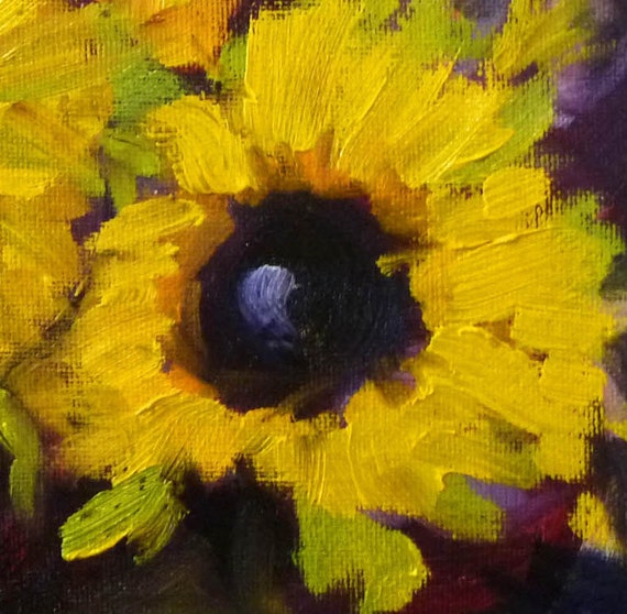 Sunflower Still Life Oil Painting Original on Canvas Small