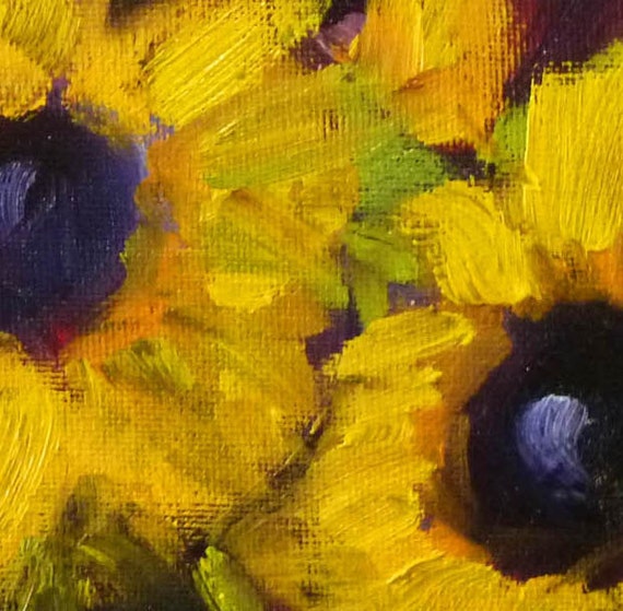 Sunflower Still Life Oil Painting Original on Canvas Small