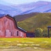 Barn Painting, Original Oil, Small Landscape, 5x7on Canvas, Red Barn, Country, Western Ranch Scene, Wall Decor