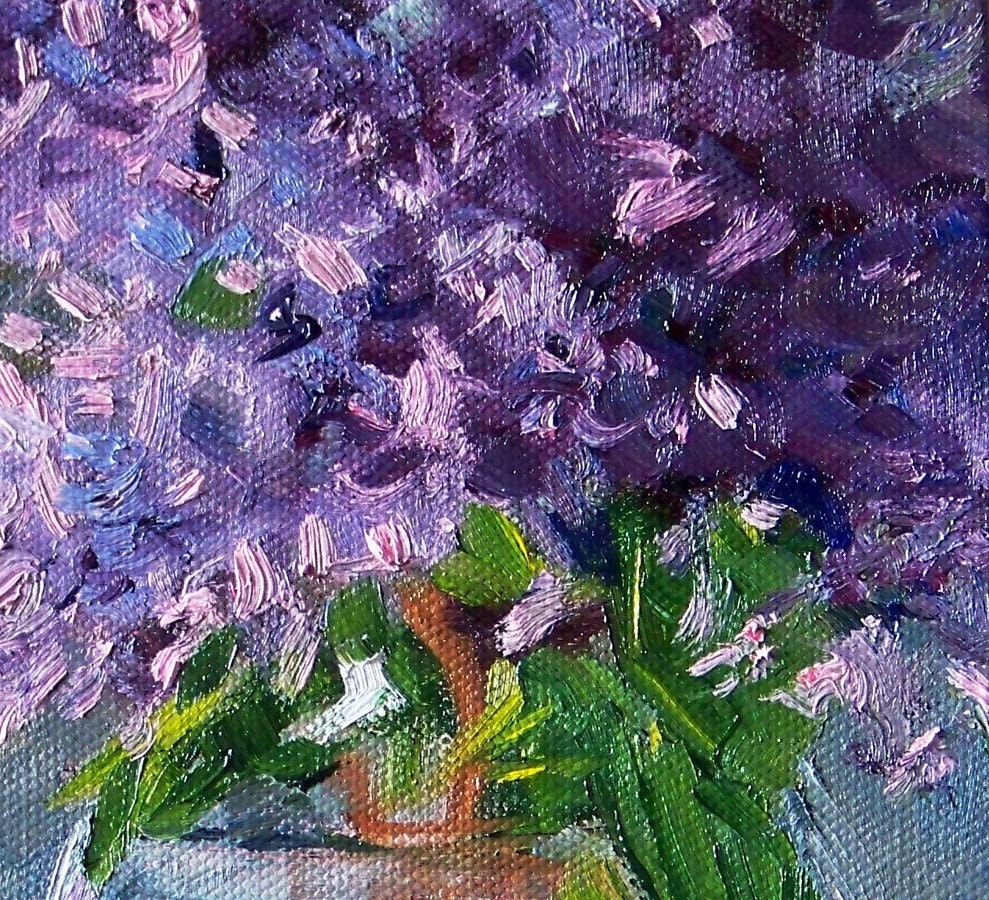 Lilacs Original Still Life Flower Painting Oil on Canvas