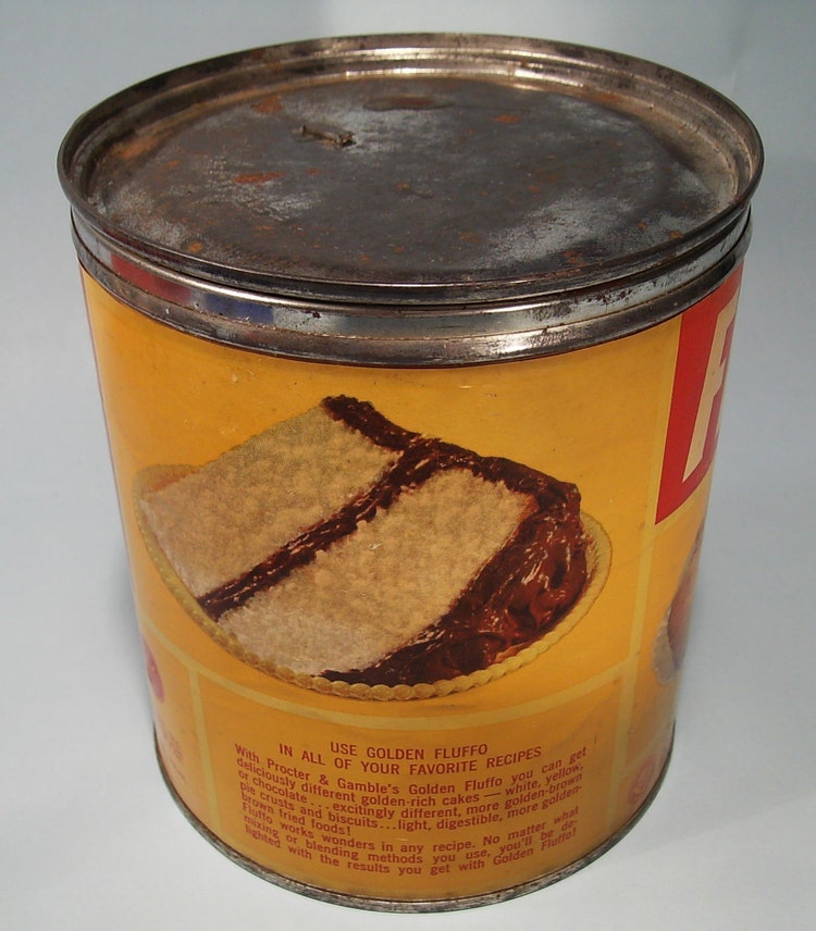 Large Vintage FLUFFO Shortening Tin Bright Red and by madampickay