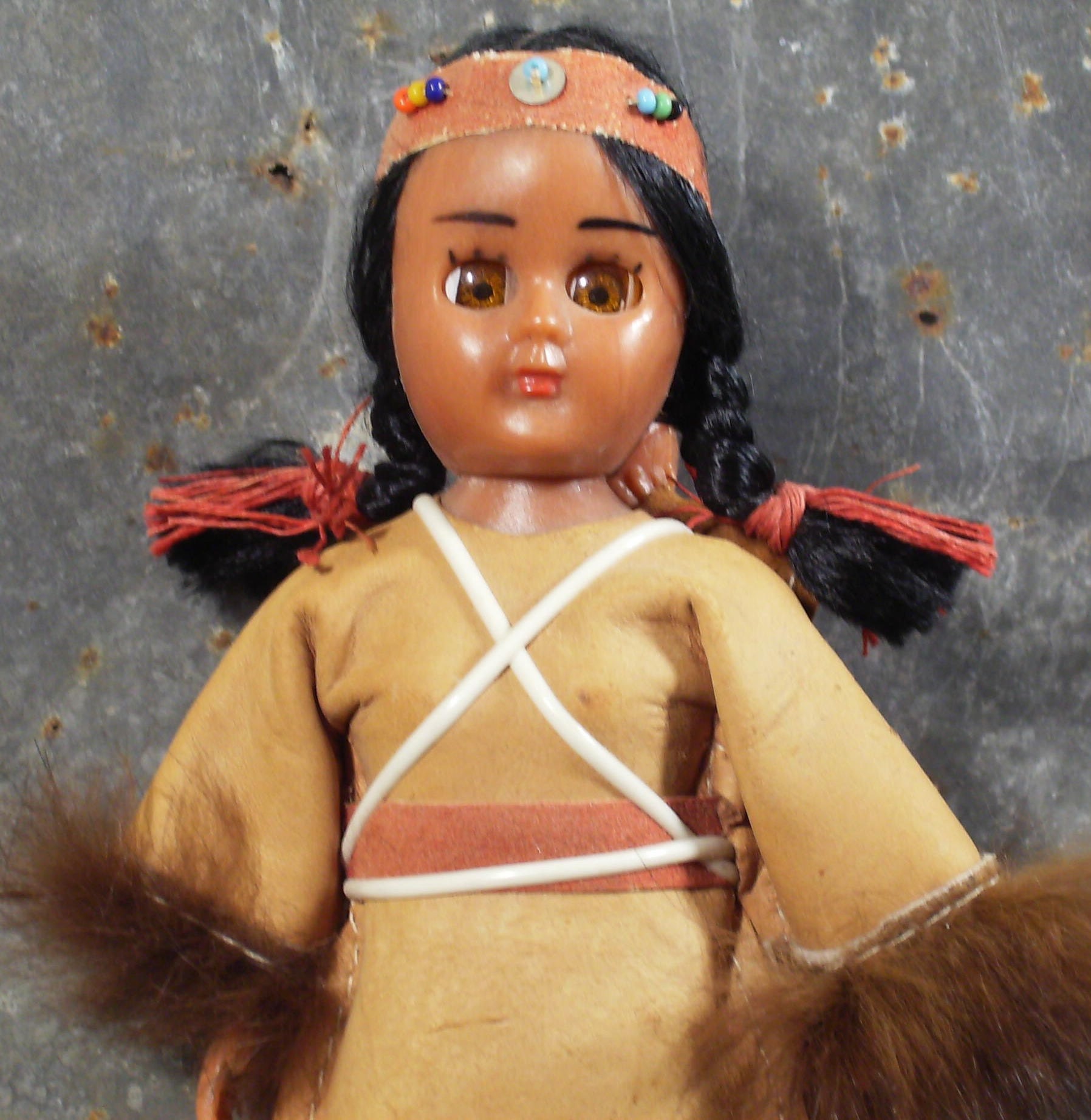 Vintage Native American Indian with Papoose Doll Leather