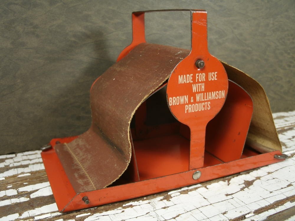 Vintage Cigarette Rolling Machine Orange Tin Brown and