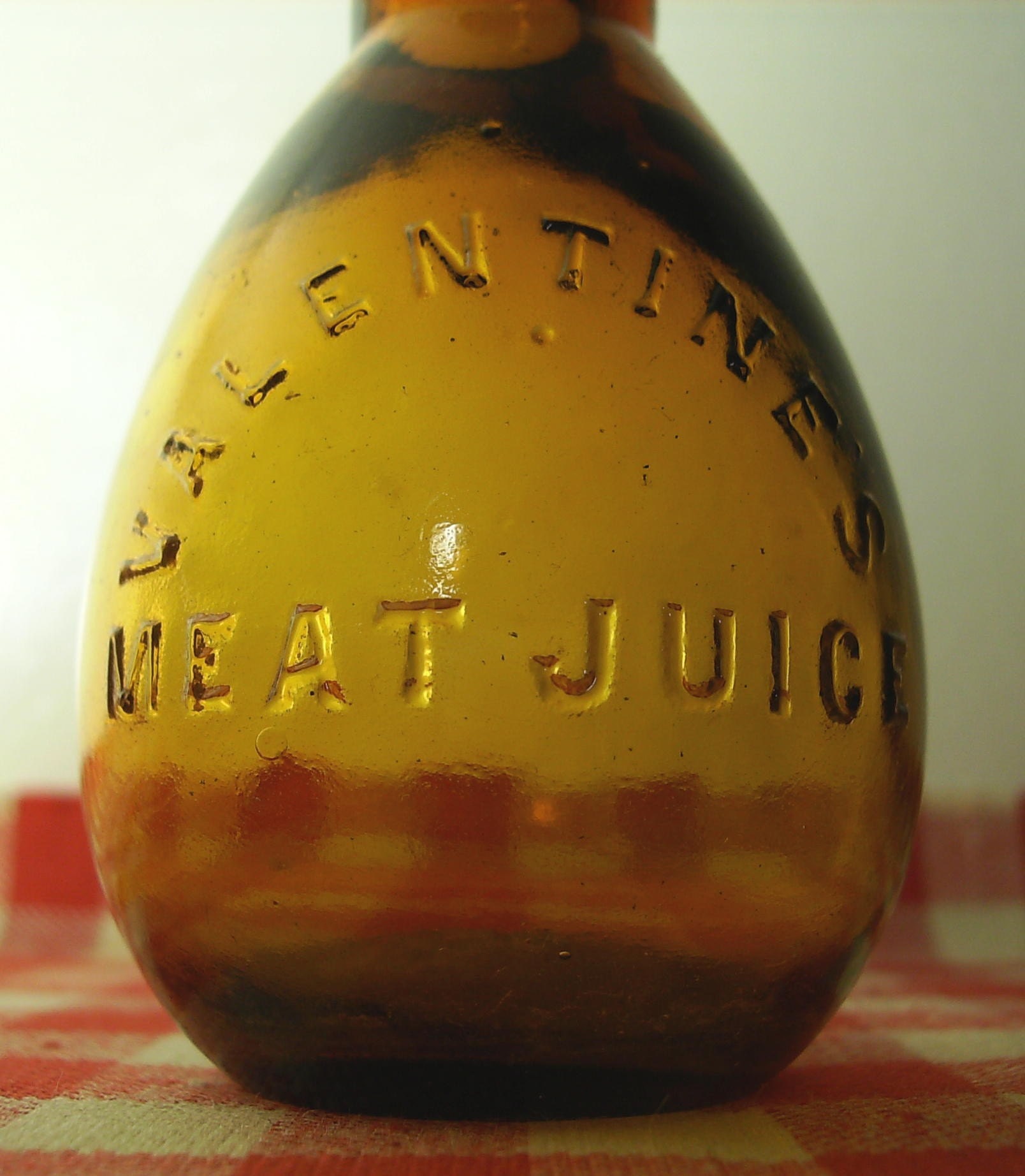 Antique Bottle VALENTINE MEAT JUICE Bottle Embossed Brown
