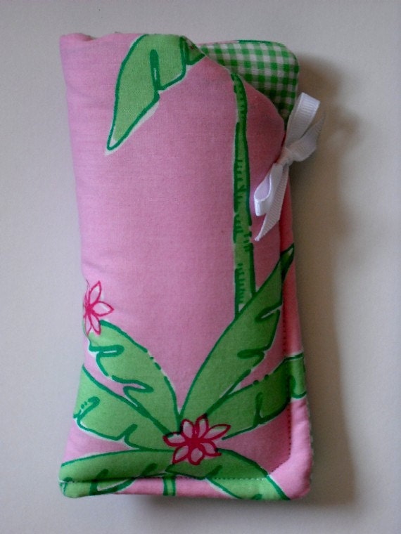 Eyeglass Case Handmade with Lilly Pulitzer Lazy Palm Fabric