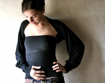 Bolero, Shrug, Long Sleeve Shrug, Black shrug, Plus size shrug, Black top, Shrug bolero, Women's cardigan, Maternity clothing, jersey top