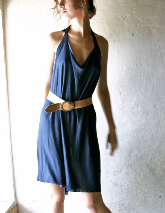 Blue Jersey halter dress