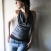 Halter Top - womens tshirt - draped tank in grey cotton jersey