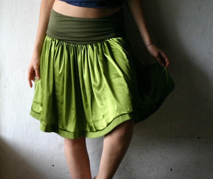 Bright Green satin skirt