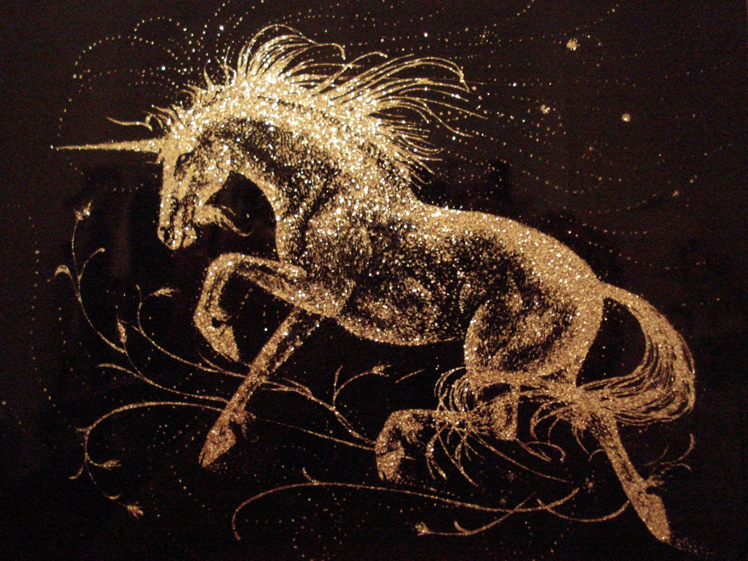 Vintage 80s Etched Unicorn Art