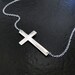 Very LARGE Sideways Cross Necklace - Horizontal Sterling Silver Cross, Celebrity Jewelry