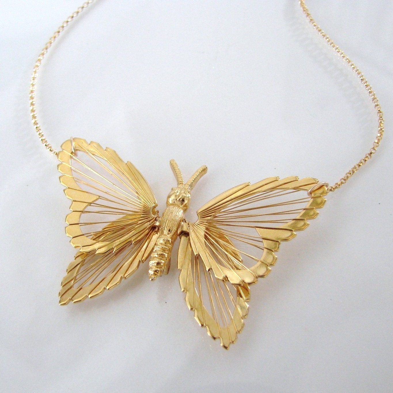 Vintage Butterfly Necklace Beautifully Detailed by classicdesigns
