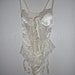 Vintage SEXY cream teddy Garter Belt Lace silky Lingerie 80s S-M