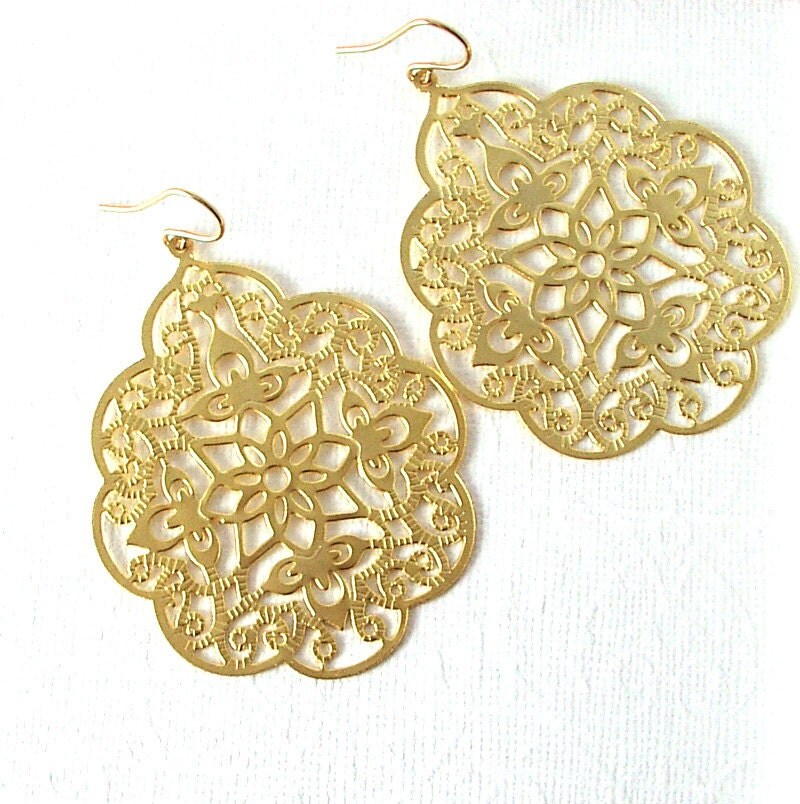Gold Earrings Gold Plated Filigree Earrings 14K Gold Fill