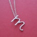 sterling silver handwritten initial pendant m