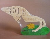 Frog Jumping Animal Puzzle Wooden Toy Hand  Cut with Scroll Saw
