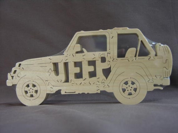 Jeep Wrangler Puzzle Wooden Toy Hand Cut with Scroll Saw