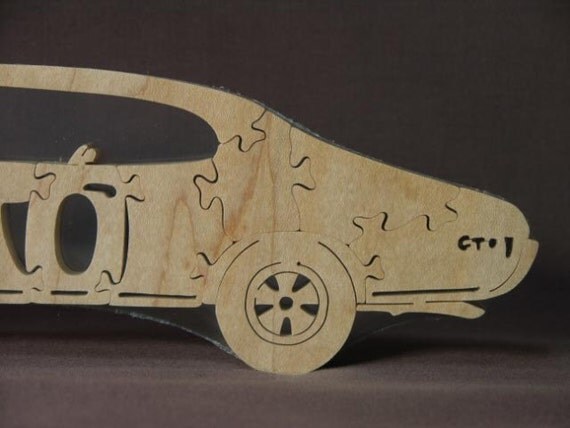 Vintage Pontiac Gto Car Puzzle Wooden Toy Hand Cut With Scroll 