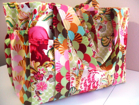 Tula Pink Parisville Large Diaper Bag by fromnancy on Etsy