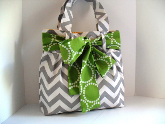 Items similar to SALE Chevron Diaper Bag in Gray and white Fabric With ...