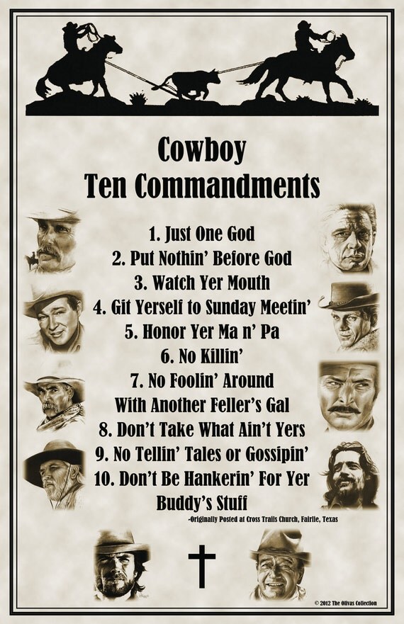 Cowboy 10 Commandments by essenceofus on Etsy