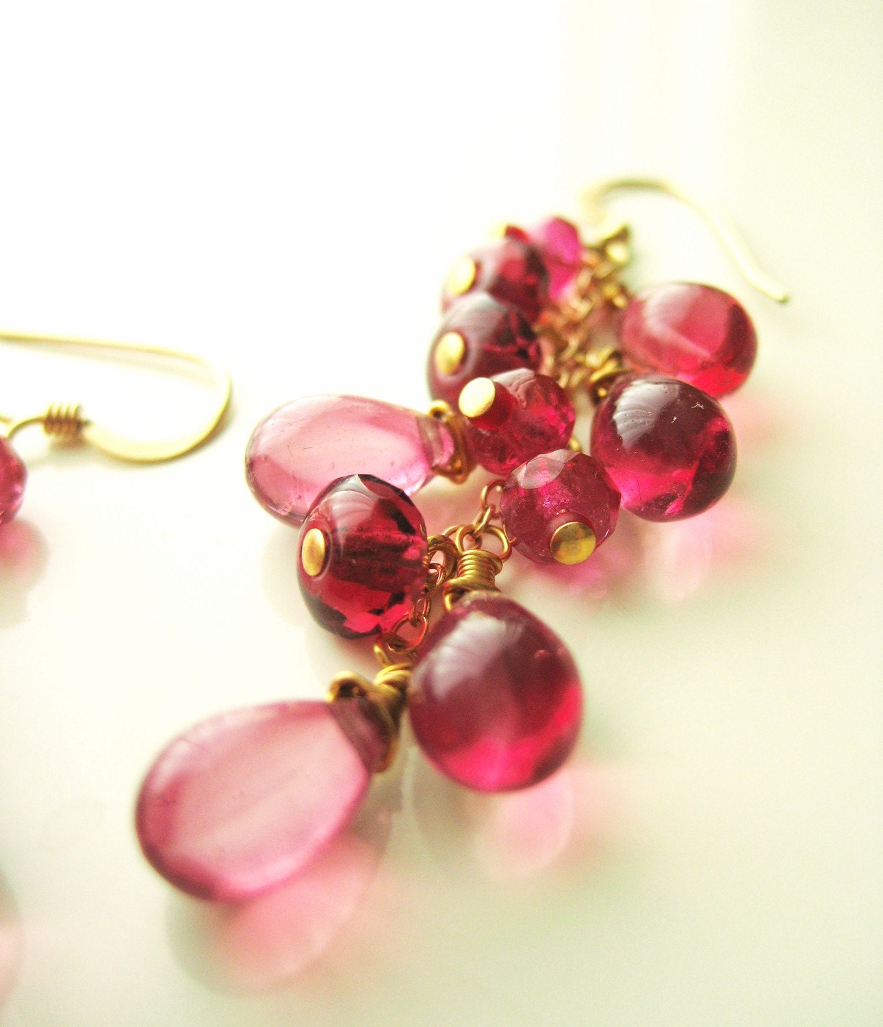 Clustered Dangle Earrings : Raspberry