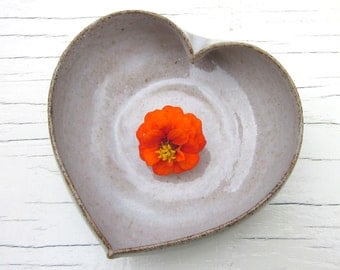 heart bowl white ceramic pottery 4 inches