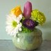 polka dot vase with flower frog