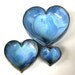 3 Miniature Nesting Heart Dishes....Kickapoo Blue......Handmade.......Wheel thrown
