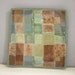 small ceramic plate plaid green brown 6 inches square pottery - ready to ship