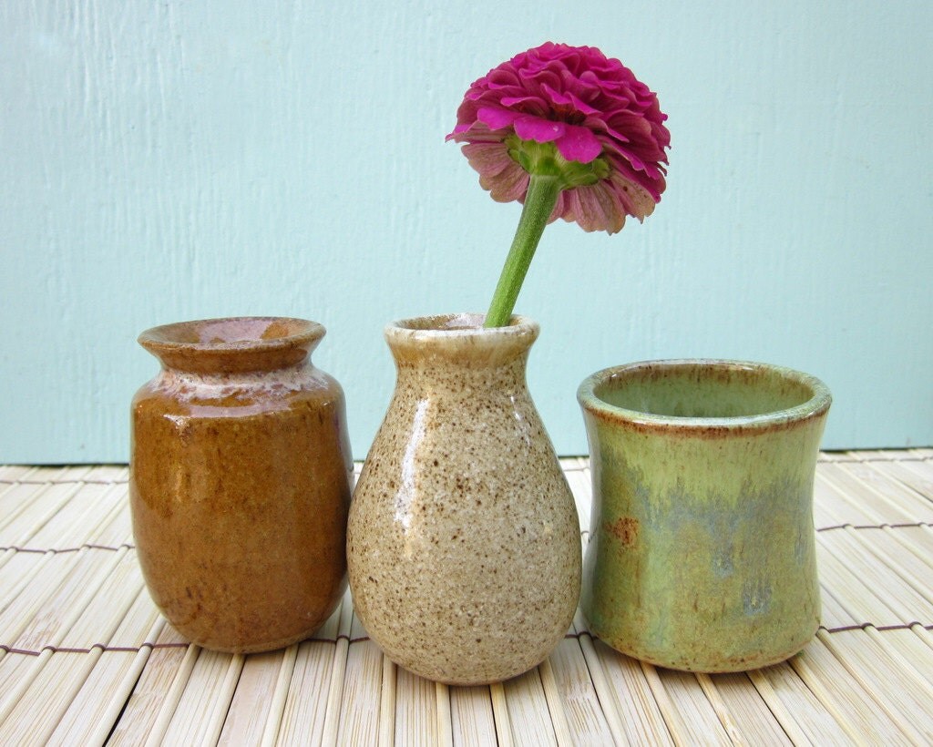 3 small vases by JDWolfePottery on Etsy