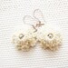 Ivory Dangle Earrings Floral Silver with Silver Balls-Nautical