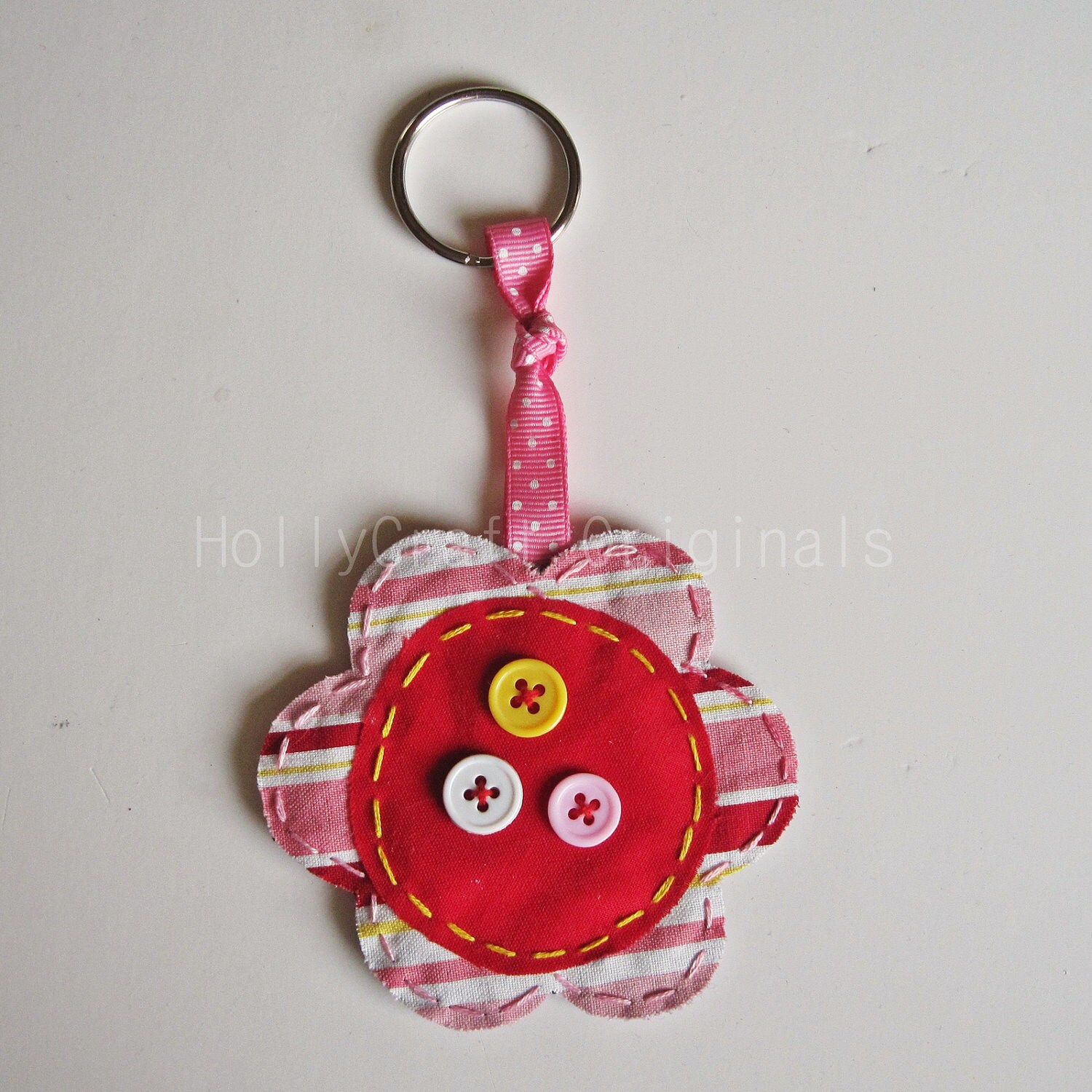 Flower Keychain Flower Key Ring Fabric Keychain Scrap