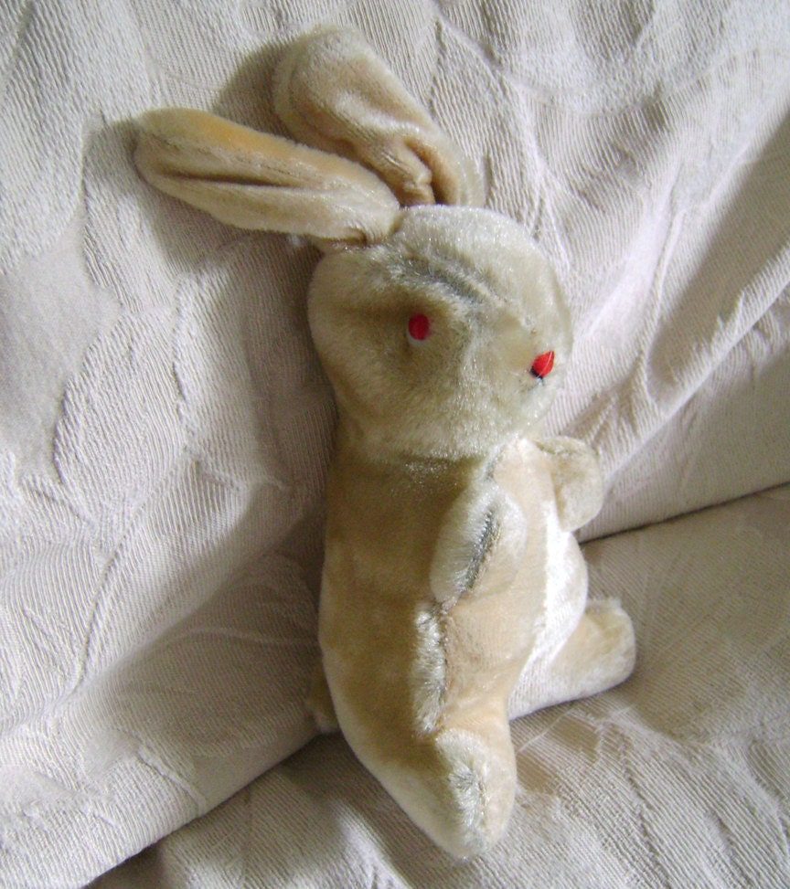 Vintage 1950s Bunny Rabbit Stuffed Animal by vintagebella on Etsy