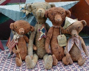 E-PATTERN PDF Primitive Old Grungy Heirloom Bears Doll Pattern