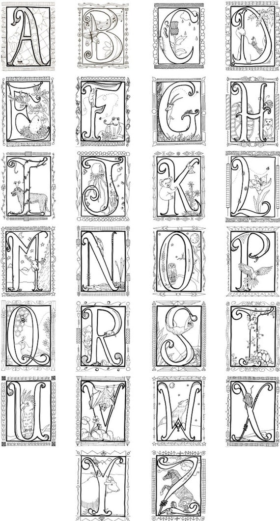 Illuminated Alphabet Coloring Poster