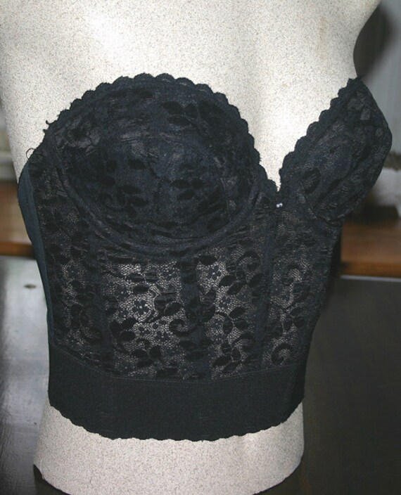Vintage 1960s JCPenney Adonna Black Bustier Corset 34C