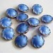 Set of 12 Vintage Blue Glass Buttons with Gold Trim - Schwanda