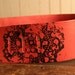 Leather Guitar Strap - Thrifting Pattern with doilies - Red and black