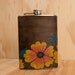 Belle Flask - Leather in Pink, Yellow, Turquoise and Antique Black - Stainless Steel 8oz