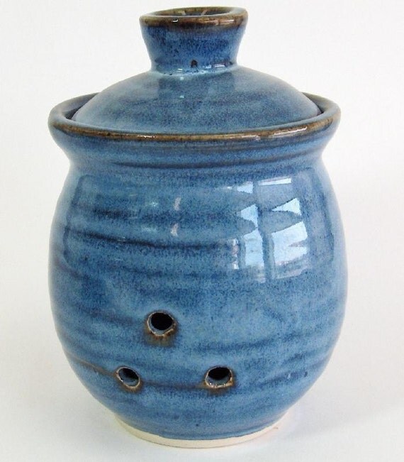 Garlic Keeper Pacifica Blue Glaze by risingsky on Etsy