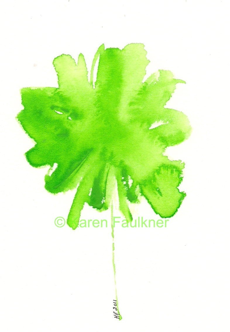 Splash of Spring Green lime flower original watercolor